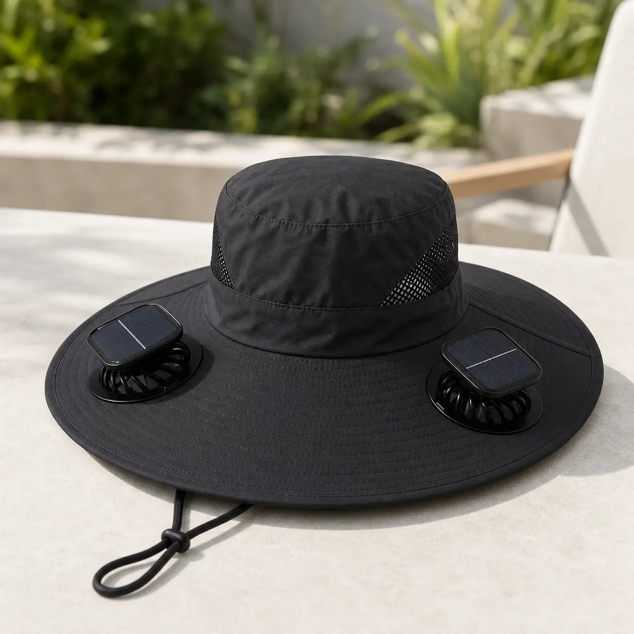 Solar Fan Hat for Men and Women, Wide Brim UPF 50+ Sun Protection Hat with 2 Cooling Fans, USB Rechargeable Outdoor Fishing Bucket Hat, 3 Speed Adjustable Hands Free Cooling Hat for Hiking, Camping, Beach, Gardening, Golf and Travel Sunscreen Hat