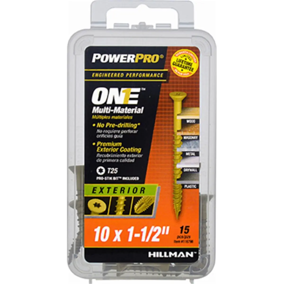 powerpro Bronze Exterior Screws, 10 x 1.5 in, 15-Pack - Flat Head Self-Tapping Home Repair Tools with Premium Exterior Coating for Wood, Drywall, Plastic, Star Bit Included, Construction, Hardware