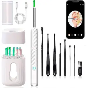 Visible Ear Spoon Cleaning Set, 360° Wide Angle Camera, Waterproof Endoscope with Type-C Charging, Compatible with Apple Android Phones