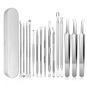 Stainless Steel Skin Care Tool Set with Storage Box, 8/15pcs Professional Acne Pimple Extractor Kit, Blackhead Remover Tool, Facial Care Tools for Home Salon Use