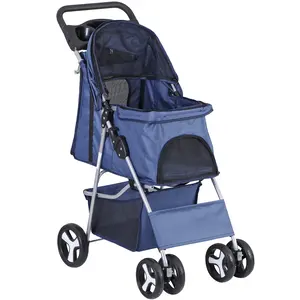 Segawe 4 Wheel Foldable Dog Pet Stroller - Navy Blue