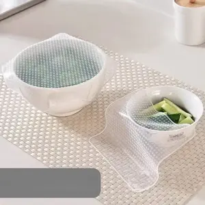 2 Pieces of Transparent Silicone Sealed Lid, Refrigerator Cling Film, Food Grade Bowl Lid, Kitchen Microwave Oven Heating Lid, Fresh-keeping Lid