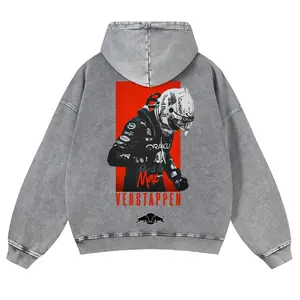 380g Autumn & Winter Cotton Racing Unisex Fit Vintage Washed Hoodie Soft Material Long Sleeve Pullover Tops Retro Fade Craft Sweatshirt Casual Style Warm Both for Men&Women Graphic Street Wear Machine Washable Gift for Boyfriend, Men's gifts