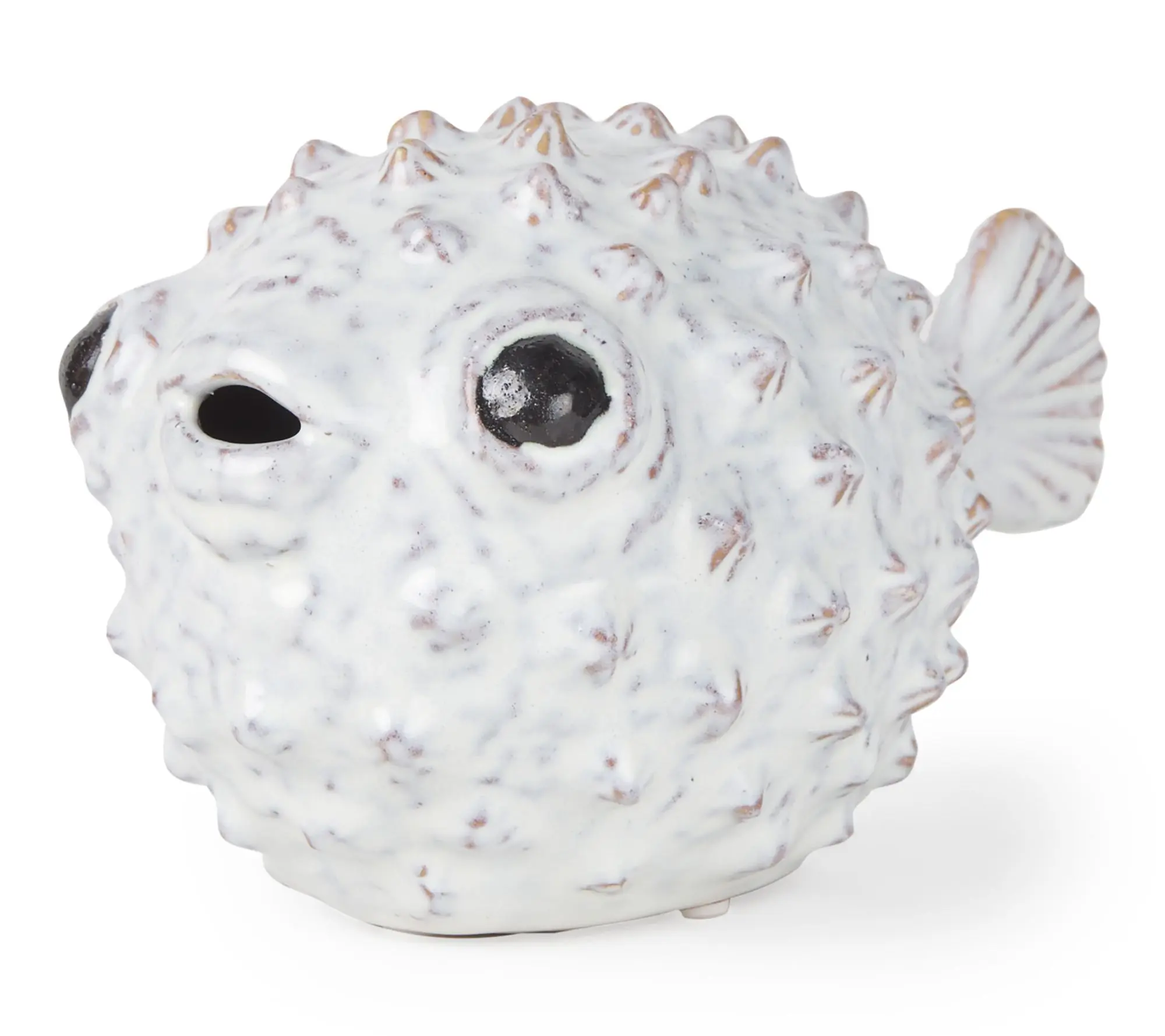 HomeRoots 6" White Ceramic Puffer Fish Sculpture