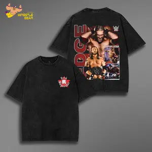 EDGE Washed T-Shirt Wrestling Shirt WWE Fans WWE Tee Menswear Cotton Crewneck Premium American Made Acid Washed 100% Cotton
