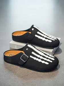 Men's All-Season Fashion Half-Slipper, One-Piece Soft Rubber Sandals, PU Leather Upper, Casual Home Shoes, Medium Width, Casual Shoes Clogs