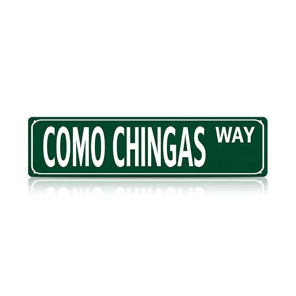 Funny Spanglish Vintage Wall Decor – COMO CHINGAS WAY Street Sign- Humor Metal Sign Wall Art for Porch, Home, Bar, Garden & Patio, Easy-Hanging Outdoor Decoration, Christmas Gift, Family Wall Decor |   summervibes