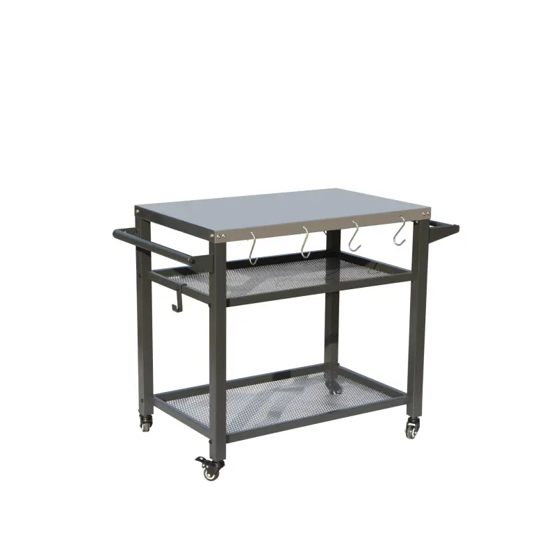 Blackstone 3-Shelf Outdoor Grill Table with Wheels Stainless Steel Mesh Partition Rust-Proof BBQ Cart for Outside Cooking