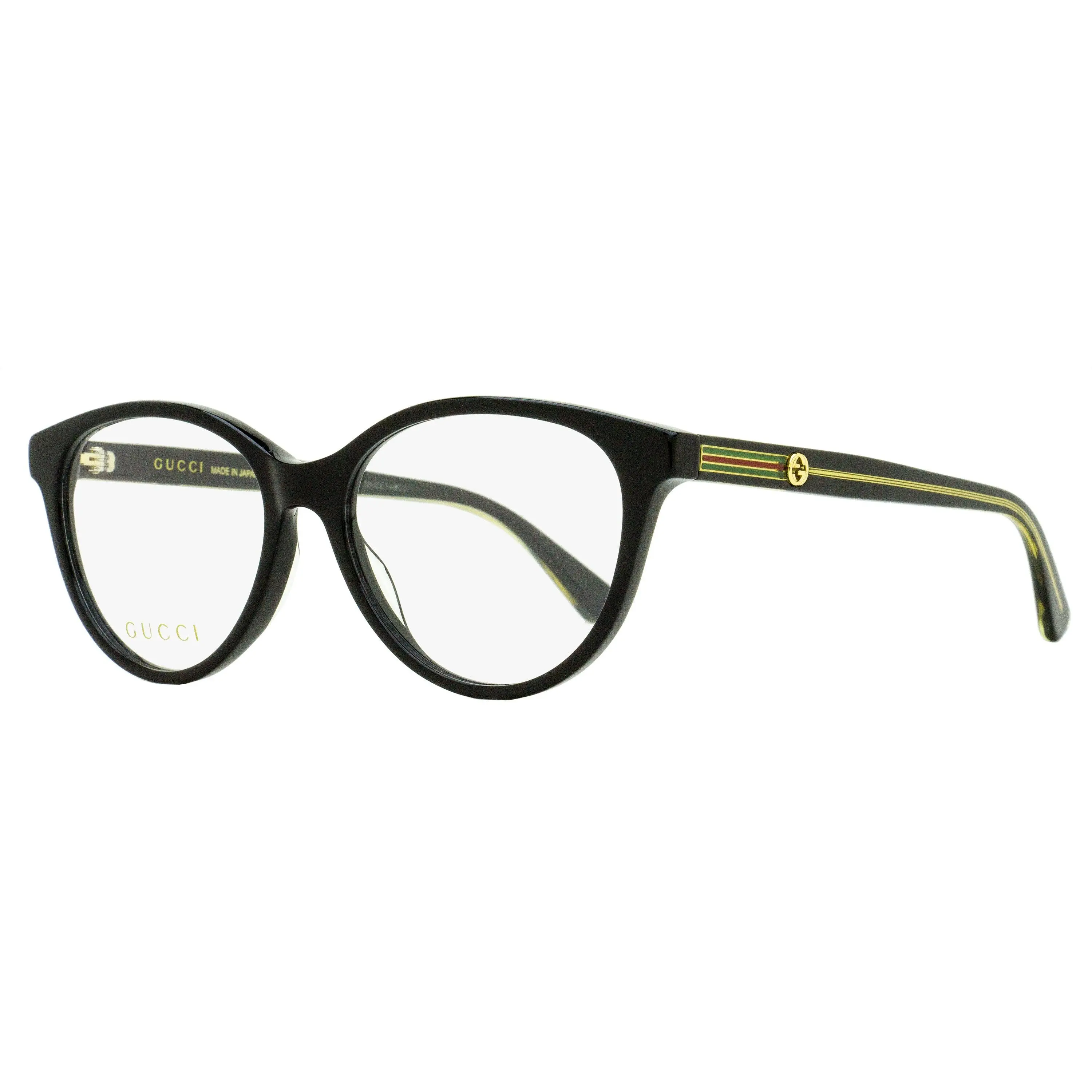 Gucci Sylvie GG0379O Women's Classic Oval Optical Frames with Enameled Web Motif Temples - Black, 52mm, Classic Oval Lens Shape, Female, Eyeglasses, Logos