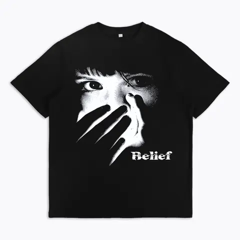 Men's Y2K Style Soft Comfortable Casual T-shirt Bold Portrait Belief Graphic Print Crew Neck Short Sleeve Black Top