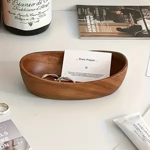 Natural Wood Vintage Appeal Oval Wooden Storage Box, Durable Jewelry Tray Organizer, Elegant Decorative Box, Decoration, Perfect for Vanity Coffee Table, Ideal Gift