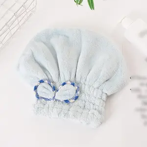 1pc Thickened Shower Cap, Hair Drying Cap For Women, Absorbent Coral Fleece Hair Drying Towel, Cute Korean Long Hair Drying Cap