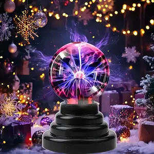 USB Plasma Ball Night Light - 5-in Glass Sphere, Finger Sense Control, Dynamic Glow, Colorful Lighting, Sci-Fi Look Skincare Tool for Bedroom, Study Decor