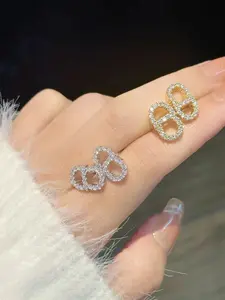 Elegant Full Diamond Letter Stud Earrings, Chic Design Suitable for Women Daily Wear & Special Occasions, Perfect Gift Idea