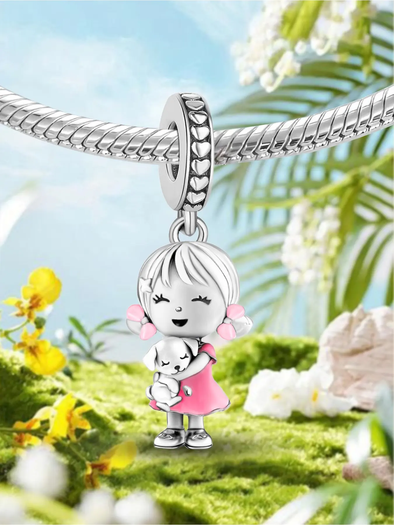 1Pc New Design Girls Puppy Charm Beaded Charm DIY Jewelry Making Kit for Bracelet Creative Craft Material Holiday Gift Pendant Women Birthday Gift Daily Wear Accessories