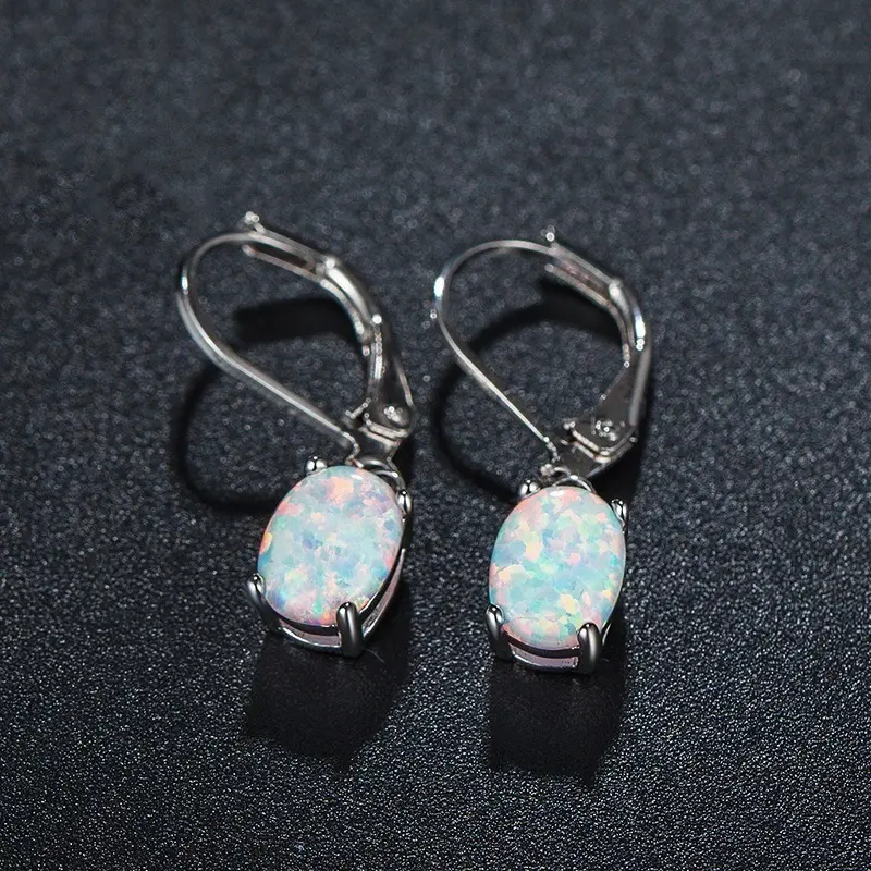 Natural Crystal Dangle Earrings, Natural White Fire Opal Drop Earrings, Delicate Minimalist Dainty Simple Women Earrings, Natural Gemstone Earrings, Healing Meditation Anxiety Relief Earrings Female Casual Elegant