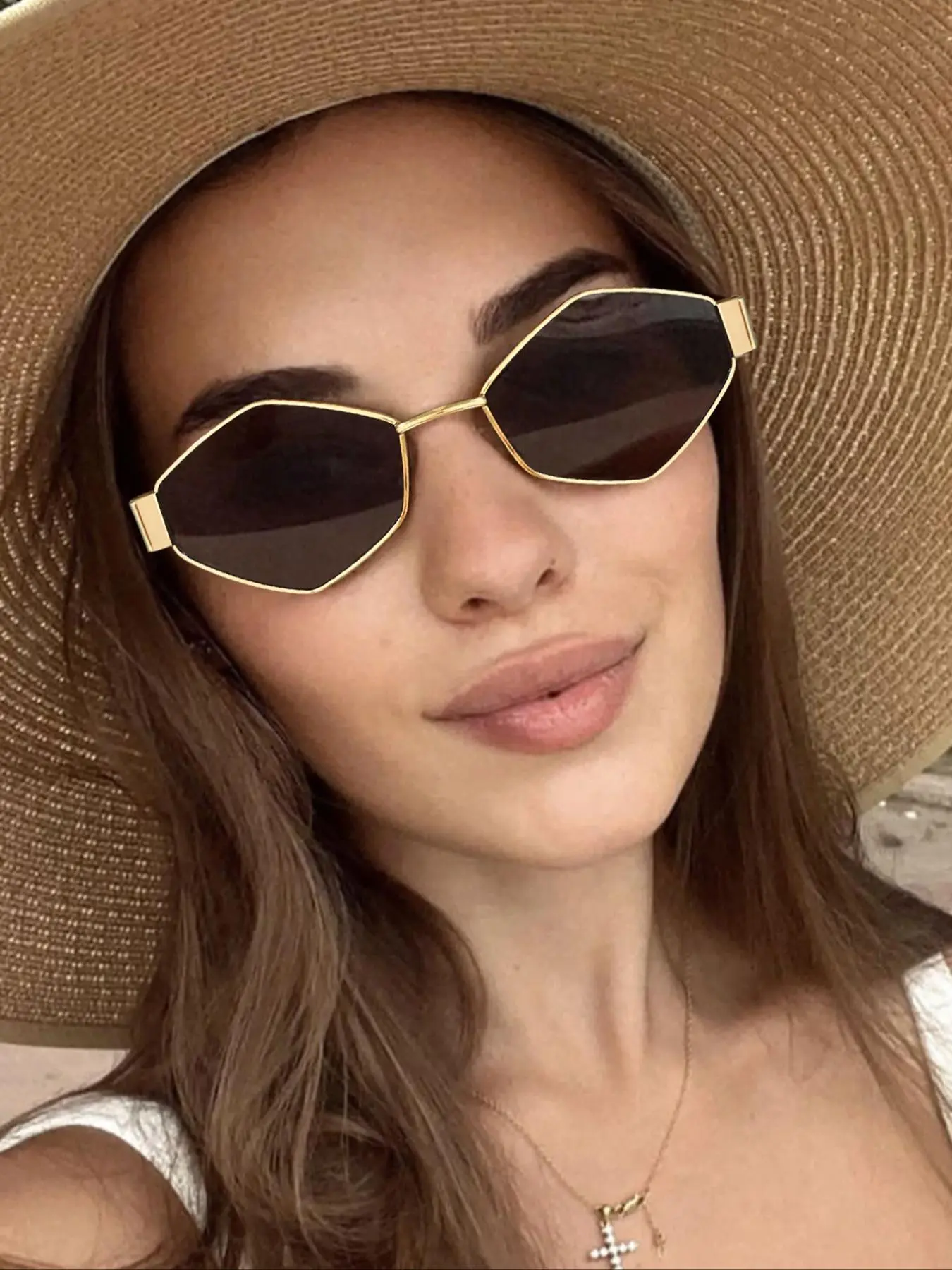 Women's Elegant Geometric Frame Sunglasses, Trendy Casual Sunglasses for Everyday Use, Fashion Accessories for Outdoor Activities, Stylish Glasses, Casual Shades, Fashionable Frames Sunglasses