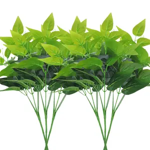 6pcs 13.38inch Artificial Green Plants, Artificial Indoor Plants for Home Decor, Artificial Potted Plant for Home Office Bedroom Living Room Indoor Outdoor Decor, Fake Indoor Plants