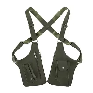 Men's Multifunctional Tactical Crossbody Backpack Convertible Chest Strap Adjustable Straps & Zipper Compartments Slouchy Belt Bag Versatile Bag in Green