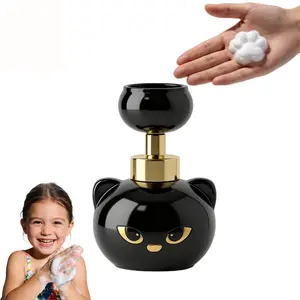 Cute Cat Paw Foam Soap Dispenser, Cat Pawprint Soap, Black Cats Pawprint Foaming Hand Wash Dispenser, Refillable Empty Cats Paw Print Foam Soaps Pump Bottle for Bathroom Kitchen