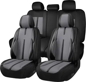 Arespark Car Seat Covers for Honda CR-V/Civic/Accord/HR-V/HRV/Pilot/Odyssey,Nappa Leather Seat Covers Breathable and Comfortable,Car Seat Protector Auto Interior Accessories (5 Seats Set,Black&Gray)