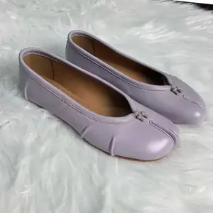 New Soft Leather Split Toe Women Tabi Ballet Flats Spring Autumn Comfortable Walking Lazy Loafers Casual Girls Dance Shoes