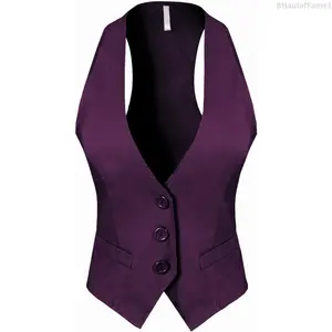 Women's Dressy Casual Versatile Racerback Vest Tuxedo Suit WaistcoatBHaulofFame1