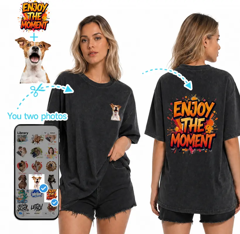 【Custom】Vintage Washed 100% Premium Cotton T‑Shirts for Men & Women, Design Your Own Personalized Short Sleeve Tee, Customize with Your Unique Photos, Texts, Logos & Graphic Prints, Casual Soft Breathable Customized Shirts for Daily Wear