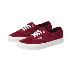 VANS Authentic Pig Suede Pomegranate Lace-Up Round Toe All Seasons Low-Top Shoes with Metal Eyelets & Rubber Waffle Outsoles