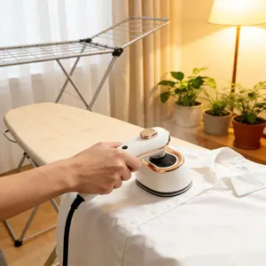 Foldable Steam Iron Portable Handheld Iron for Travel, Mini Handheld Fabric Steamer with 180℃ Temperature and 7-Hole Steam, Dorm Essential Travel Gadget, Handheld Ironing Machine