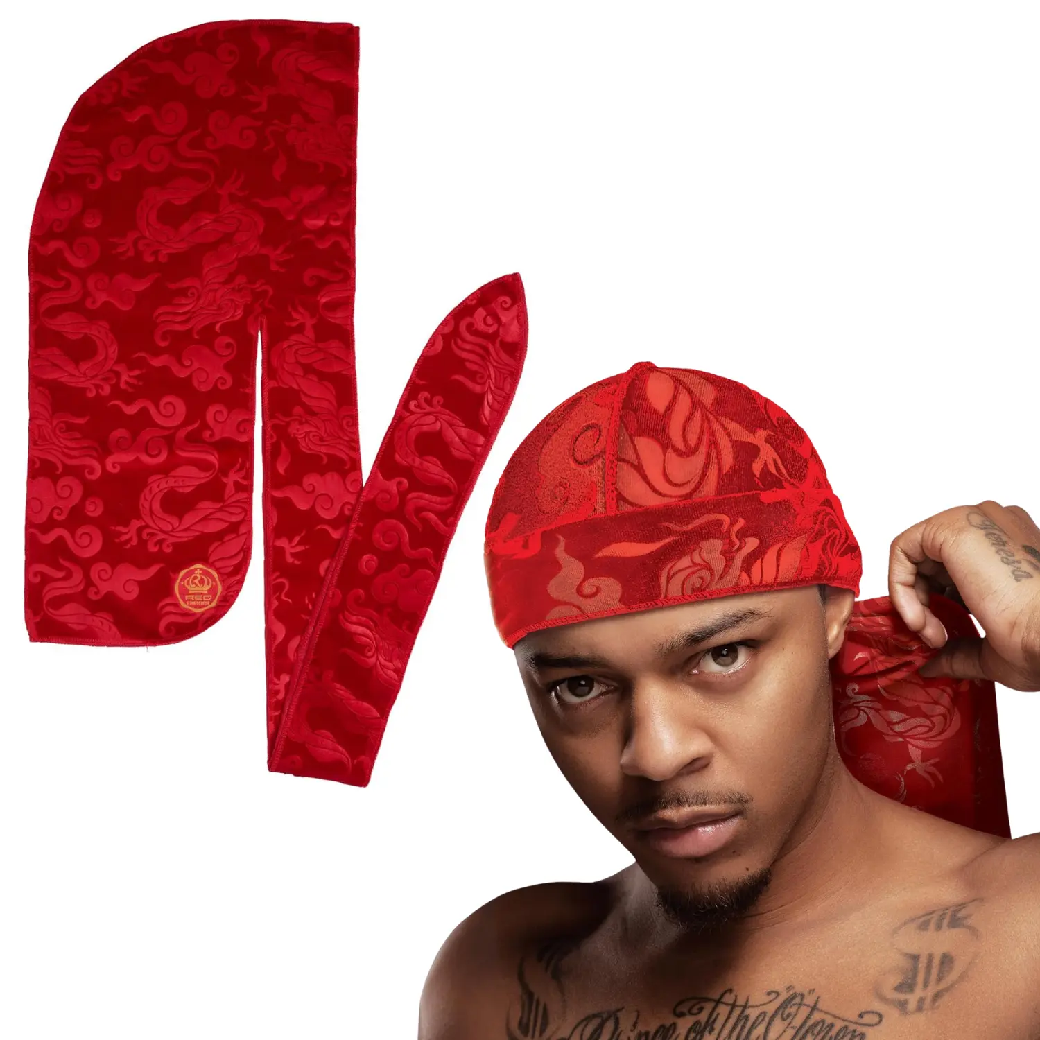 Premium Velvet Durag with Long Tail Tie - Male OneSize Sports & Outdoor Hat, Soft Stretch Compression for 360 Wave Hairstyle, Adjustable Secure Fit, Barber & Daily Use, Hand Wash, All Seasons Unisex Streetwear Accessory, Barber Use