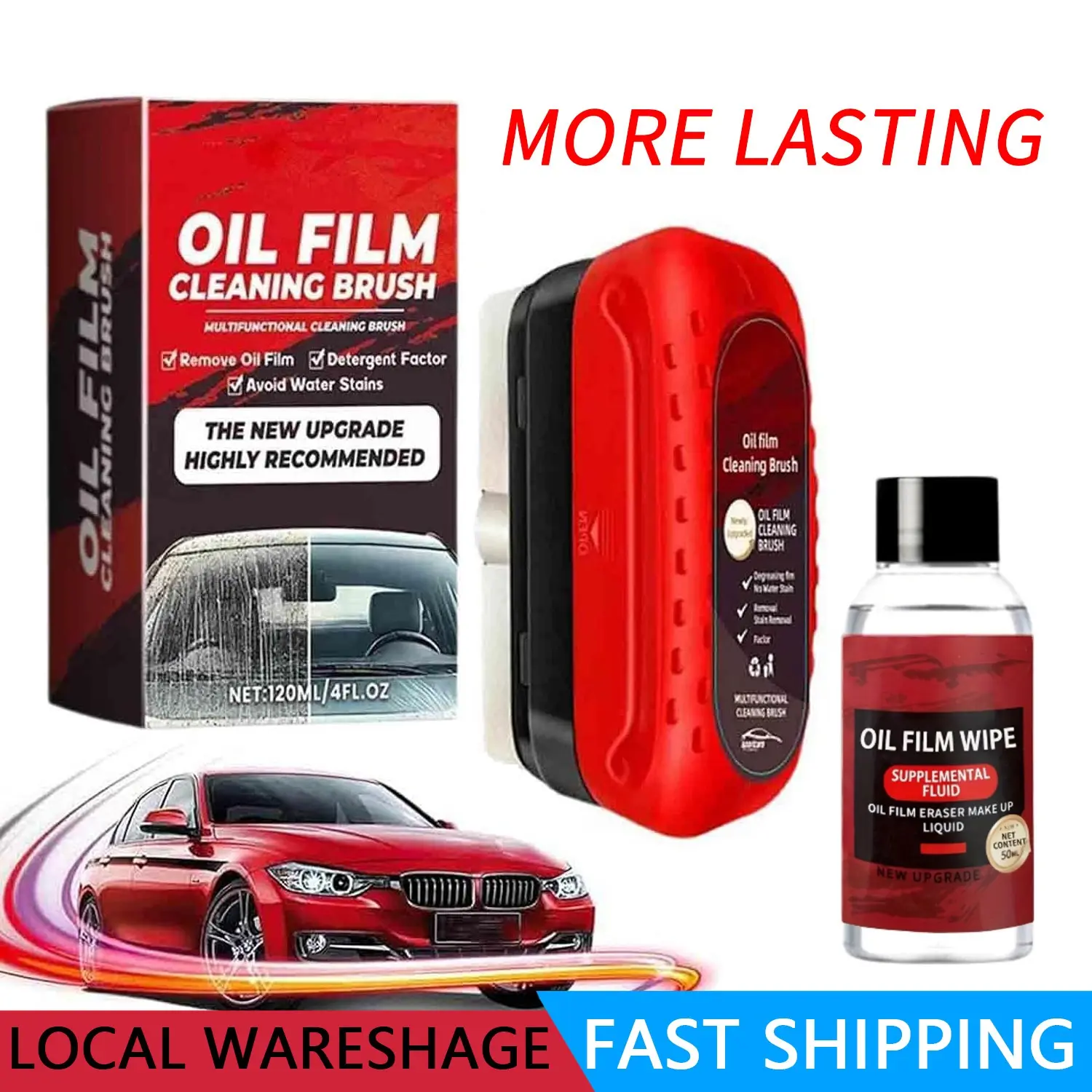 【Only $9.99!!】2PCS New Automotive Oil Film Cleaning Brush, Glass Coating for Windshield Glass Oil Film Remover, Strong Front Windshield Remover for Windshield