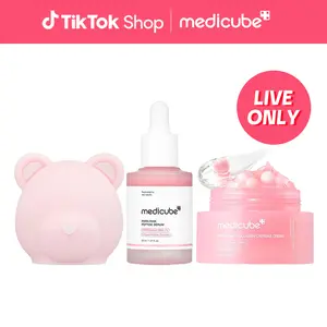 [LIVE Exclusive] [medicube] Booster Pro Bear Cap Skincare SETㅣK-beauty Viral Glass Glow Device Bear Head Cap, Salmon DNA PDRN Pink Peptide Serum, PDRN Capsule Cream