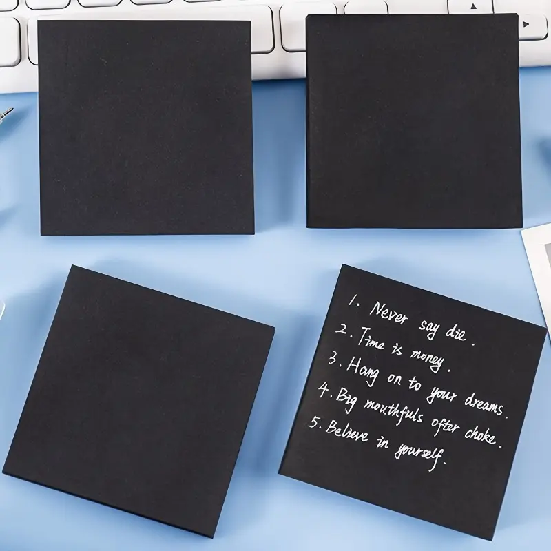 8pcs Sticky Notes Pad Self-Adhesive Notepad Sticker for Office Study Daily Use Office Supplies Black
