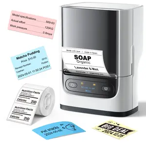 Nelko Label Maker Machine with Tape, PM220 Bluethooth Label Printer, Portable Thermal Printer for Small Business, Address, Logo, Clothing, Mailing, Sticker Printer for Phones & PC, White portable printer