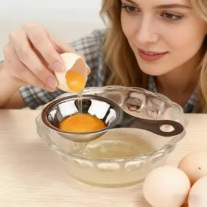 1 KITEOAGE Stainless Steel Egg Yolk Separator - Heavy-duty 430-grade egg yolk strainer, ideal for meringues, cakes, mayonnaise, and ice cream - Easy-to-clean egg white separator for baking and cooking (compatible with egg whites) Kitchenware