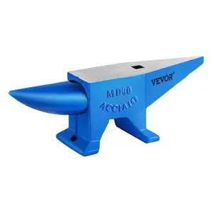 VEVOR Single Horn Anvil Cast Steel Anvil Blacksmith for Sale Forge Steel Tools W/ Round and Square Hole and Equipment Anvil Rugged Blacksmith Jewelers Durable and Robust Metal Working Tool