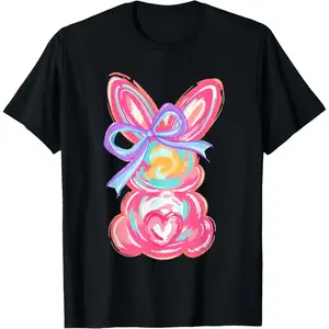 Easter Cute Bunny Coquette Bow Tie Dye Rabbit Women Adults T-Shirt