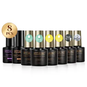 Rosalind Mini 8PCS High Quality Gel Nail Polish Set with Prep Dehydrator Nail Primer Base Coat Glitter,Glossy, Matte Top Coat Functional Gel for UV LED Long Lasting Flawless Basic Nail Design