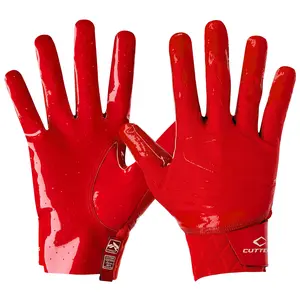 Cutters Rev Pro 5.0 Red Football Receiver Gloves - Air C-TACK Grip, Lightweight Design, All-Weather Performance, Machine Washable