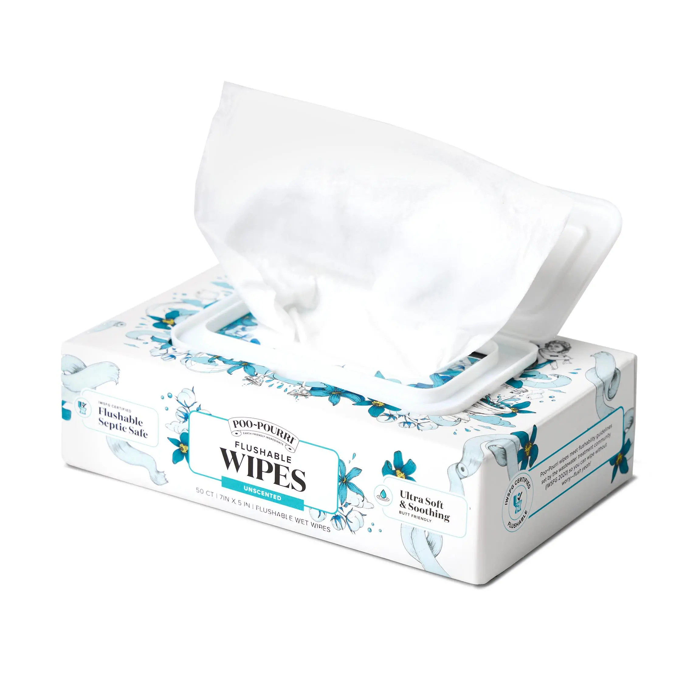 Poo~Pourri Flushable Wipes - IWSFG-Certified, Septic & Sewer Safe Wet Wipes