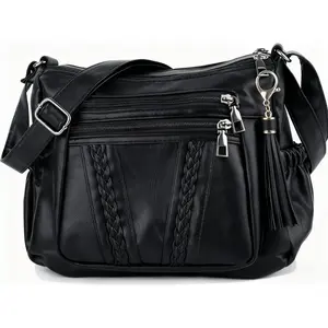 Crossbody Bags For Women Pocketbooks Soft PU Leather Purses and Handbags Multi Pocket Shoulder Bag