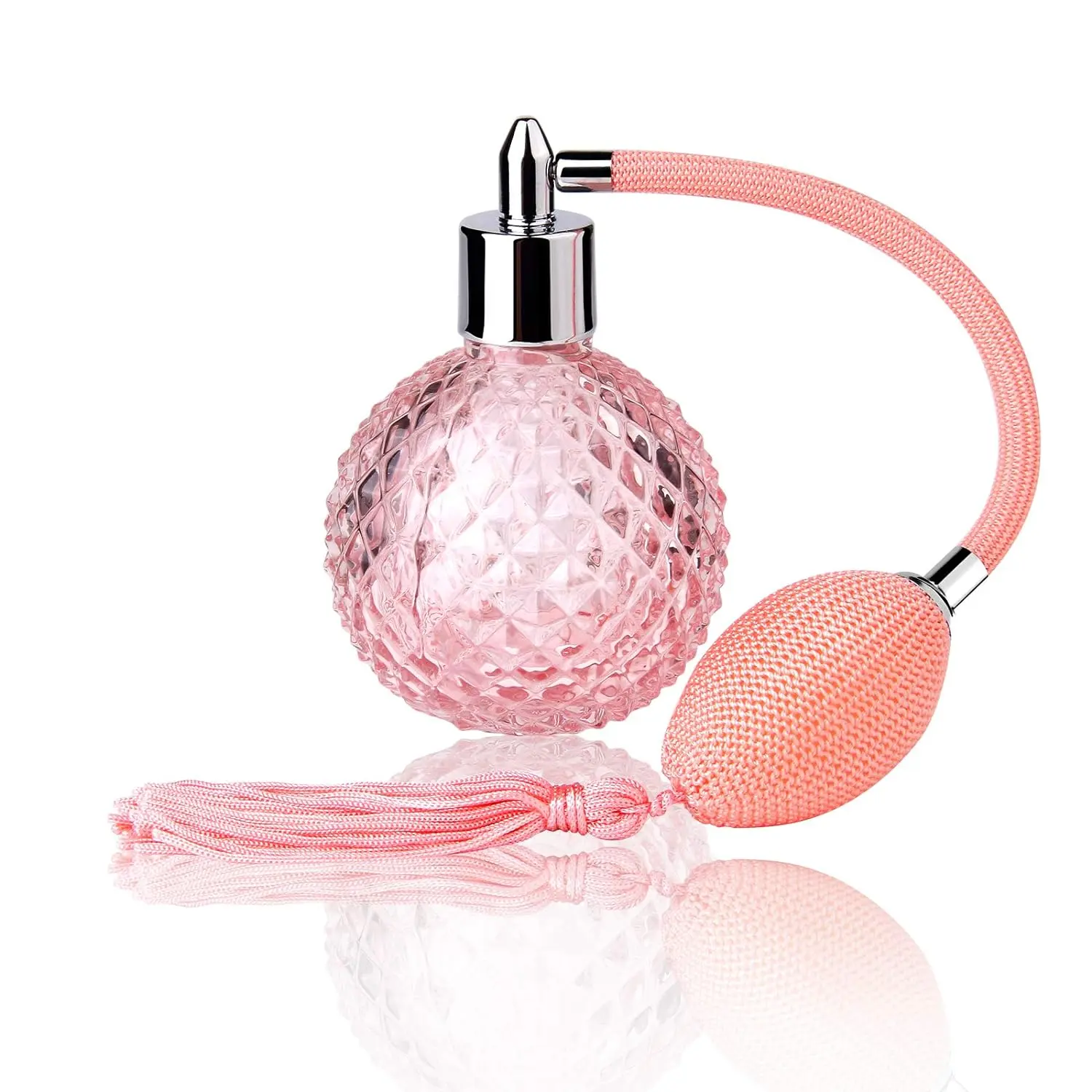 100ml Pink Refillable Glassbottle Perfume Spray with Long Tassel, Home Organizer Storage Bottle with Refillable Reservoir