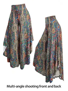 【Plus Size】 Floral Print Pants, Boho Casual Comfy Trousers for Daily Wear, Women's Bottoms for All Seasons, Bohemian Trousers