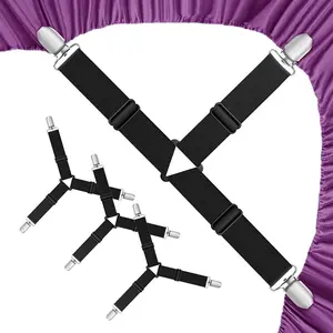 LMMAKE Elastic Adjustable Bed Sheet Holders 4pcs Triangle Clip Anti-Slip System Precision Tension Control Humidity-Adaptive Metal Clips 5-in-1 Multi-Surface Grip No-Tool Setup for Wrinkle-Free Sheets