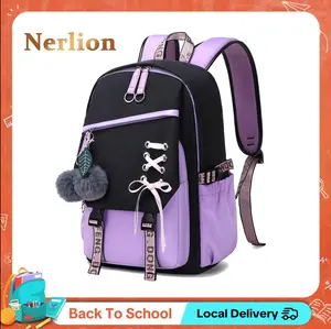 Nerlion Cream Pink Backpack for Women TikTokShopBacktoSchool Small Backpack for Ladies Leather Backpack Purse Designer Travel Satchel Bags with Pompom，Purple Ultra-Lightweight