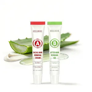 EELHOE Facial Hair Removal Cream Set, Gentle Painless Face & Upper Lip Hair Remover for Women, hair removal cream，No Harsh Smell No Irritation, Complete Kit with Spatula for Peach Fuzz Sensitive Skin Smooth Finish
