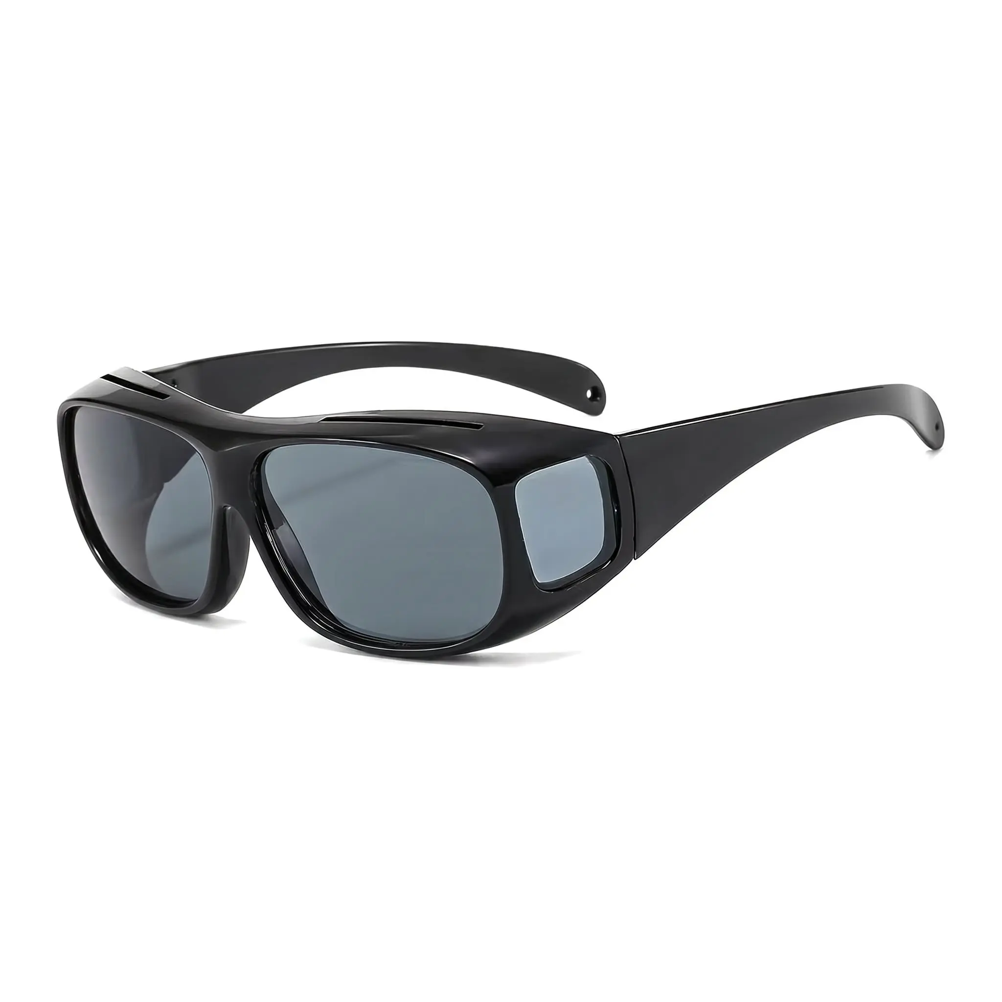 Men's Wrap-Around Fit-Over Sunglasses with Side Lenses - Anti-Glare Polarized Safety Glasses for Driving, Fishing, Cycling & Wind Protection