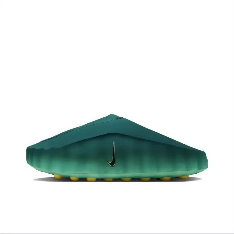 Slip on clog slides gradient green molded perforated upper yellow traction sole thick cushion slip on design outdoor leisure street style unisex popular casual footwear