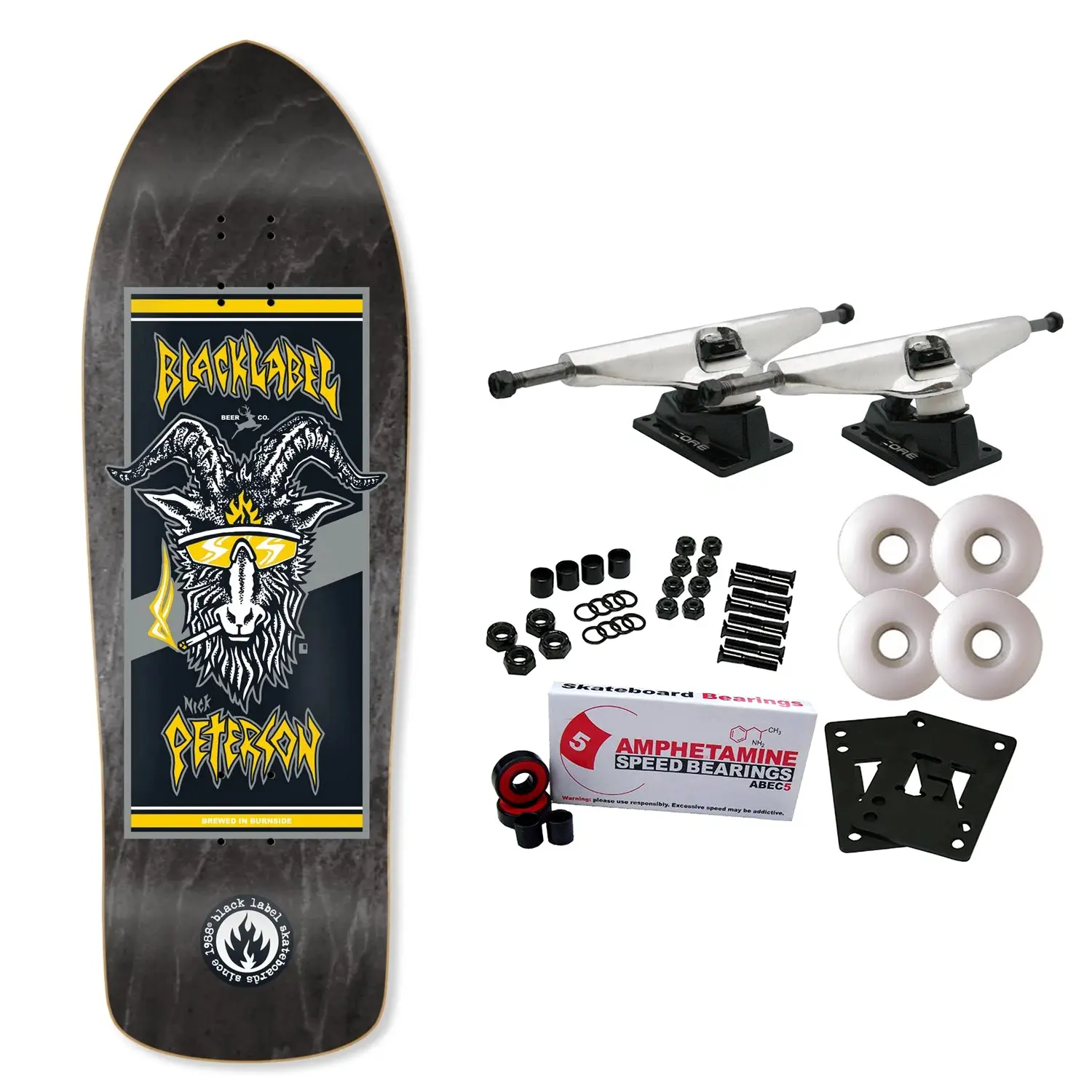 Black Label Skateboard Complete Nick Peterson Burnside Brew Assorted 10.25" x 31"